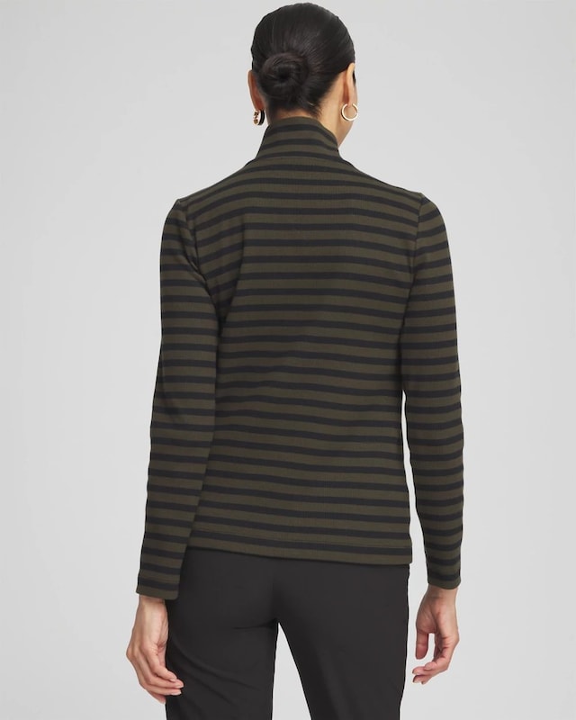 Zenergy Stripe Mock Neck Zipper Tee - image 3